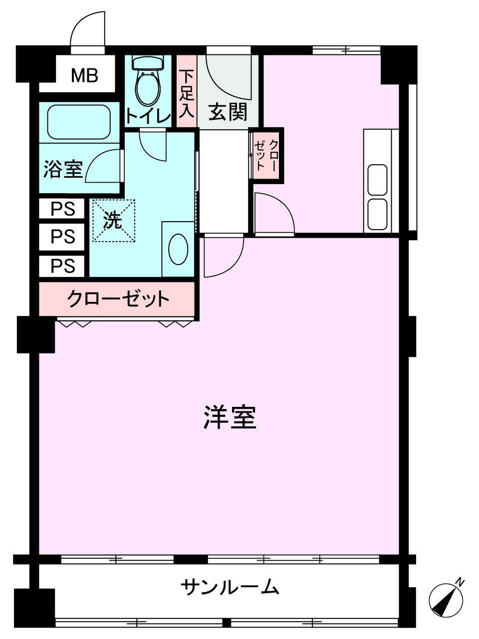 Floor plan. 1K, Price 30,800,000 yen, Occupied area 54.18 sq m