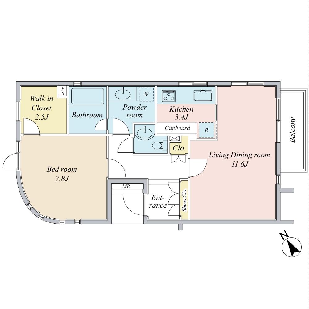 Floor plan. 1LDK, Price 58,800,000 yen, Occupied area 59.32 sq m , Balcony area 3 sq m