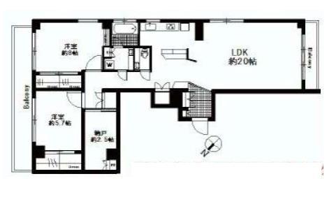 Floor plan. 2LDK + S (storeroom), Price 68 million yen, Footprint 98.4 sq m , Balcony area 3.15 sq m