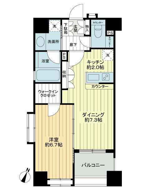 Floor plan. 1DK, Price 39,900,000 yen, Occupied area 40.96 sq m , Balcony area 4.37 sq m 1LDK