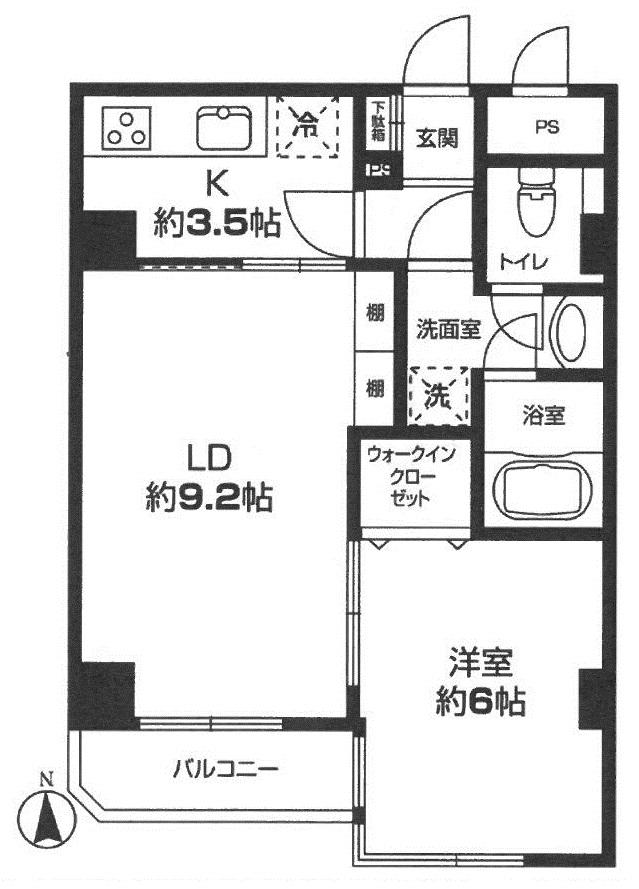 Floor plan. 1LDK, Price 32,900,000 yen, Occupied area 44.07 sq m , Balcony area 3.1 sq m