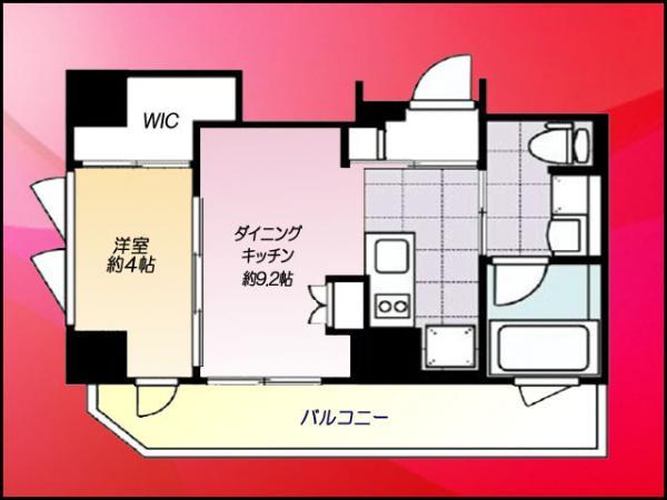 Floor plan. 1DK, Price 40,300,000 yen, Occupied area 32.67 sq m , Balcony area 7.98 sq m