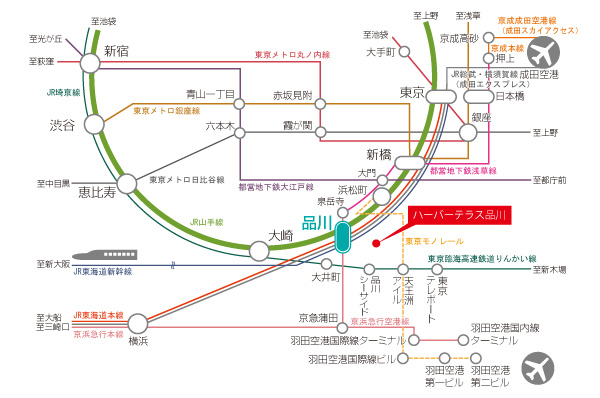  [Train access view] 11 routes ( ※ By utilizing 1), Metropolitan area ・ All over Japan ・ Comfortable access to the world