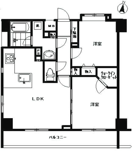 Floor plan. 2LDK, Price 42,600,000 yen, Occupied area 51.43 sq m , Balcony area 9.12 sq m