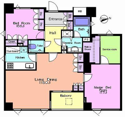 Floor plan. 2LDK + S (storeroom), Price 93 million yen, Occupied area 89.67 sq m , Balcony area 5.12 sq m