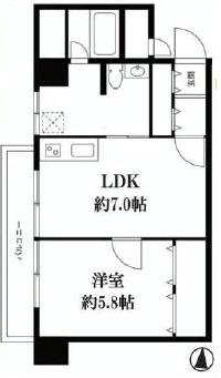 Floor plan. 1LDK, Price 22,900,000 yen, Occupied area 37.66 sq m , Balcony area 5.32 sq m