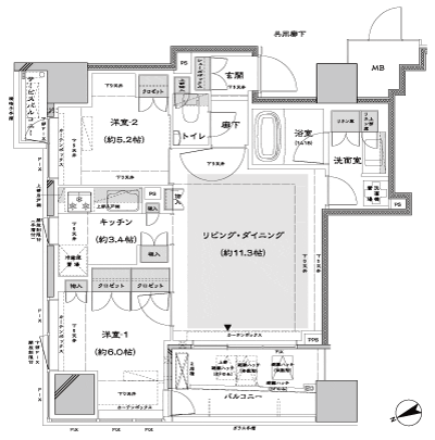 Floor: 2LDK, occupied area: 58.57 sq m, Price: 48,900,000 yen, now on sale