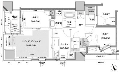 Floor: 2LDK, occupied area: 57.73 sq m, Price: 54,900,000 yen, now on sale