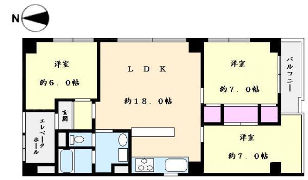 Floor plan. 3LDK, Price 43,800,000 yen, Footprint 78.1 sq m , Balcony area 3.78 sq m