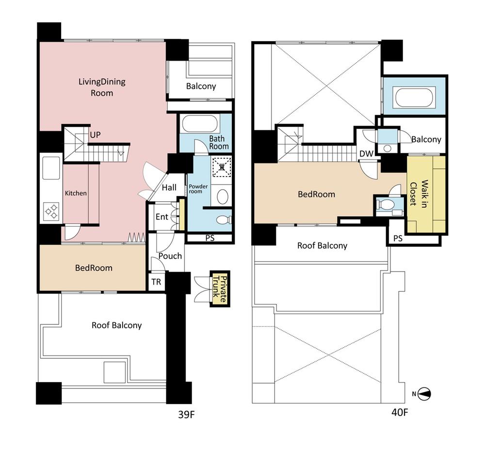 Floor plan. 2LDK, Price 183 million yen, The area occupied 131.1 sq m , Balcony area 17.44 sq m