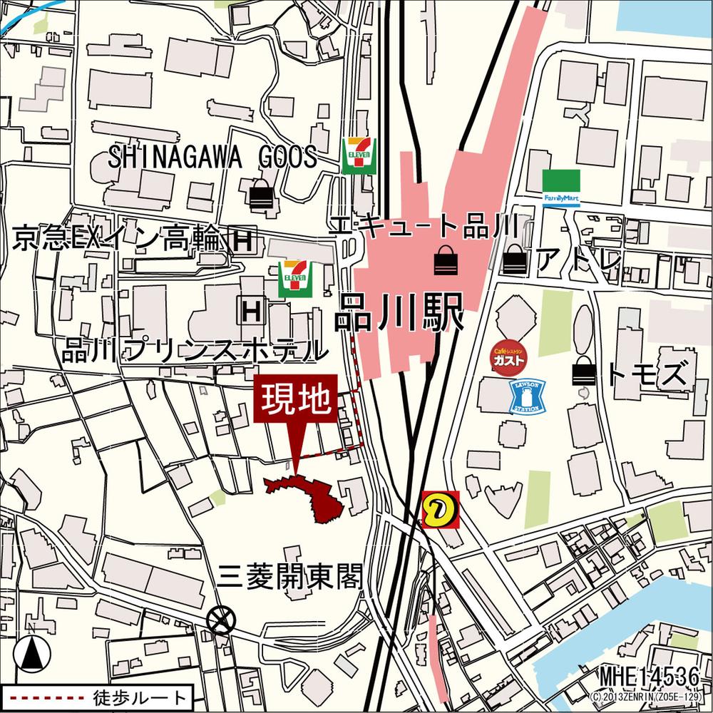 Local guide map. JR Shinagawa Station 5-minute walk
