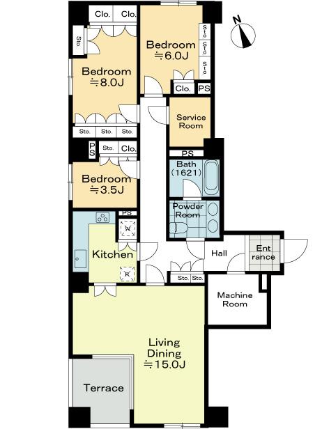 Floor plan. 3LDK + S (storeroom), Price 105 million yen, Footprint 121.94 sq m 3LDK + S