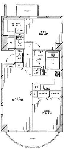 Floor plan. 2LDK + S (storeroom), Price 58,800,000 yen, Occupied area 73.12 sq m , Balcony area 9.41 sq m