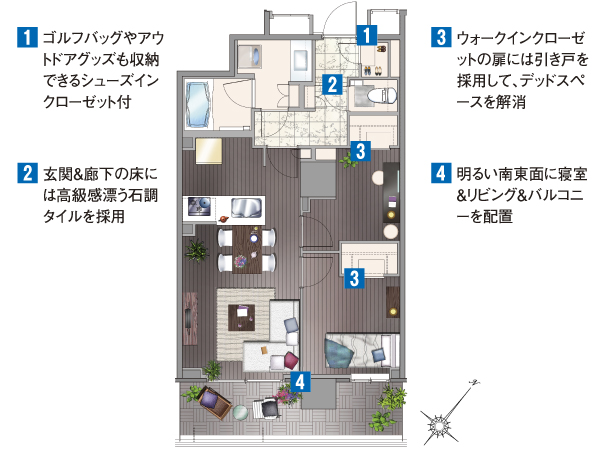Other. B type -MENU PLAN4 furniture arrangement example (1LDK + S + 2WIC + SIC) footprint / 54.30 sq m  Balcony area / 10.22 sq m