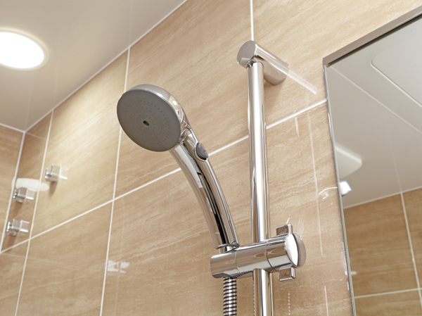 Bathing-wash room.  [Spray shower switch] Spouting, Switching of the water stop can be operated at hand, It has adopted an easy-to-use spray shower switch.