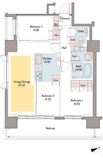 Floor: 3LDK, occupied area: 68.44 sq m, Price: 84,100,000 yen, now on sale