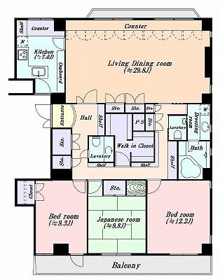 Floor plan. 3LDK, Price 108 million yen, Footprint 162.46 sq m , Balcony area 13.14 sq m