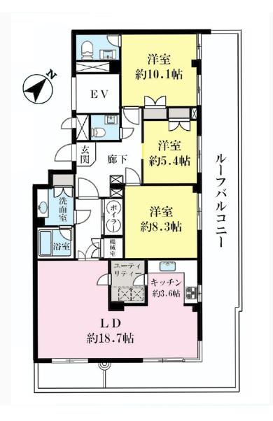 Floor plan. 3LDK, Price 108 million yen, Footprint 109.63 sq m San View Heights Motoazabu Floor plan