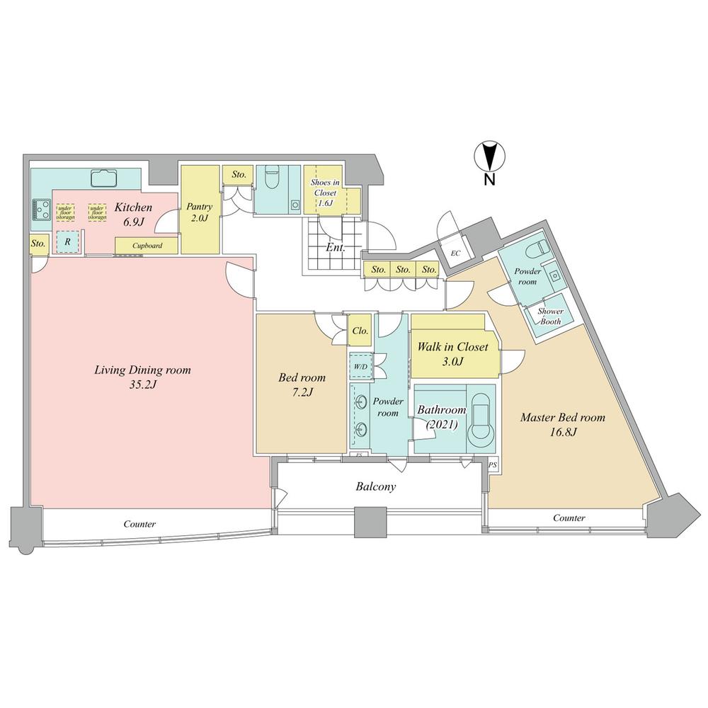 Floor plan. 2LDK, Price 300 million yen, Footprint 159.42 sq m , Balcony area 12.3 sq m