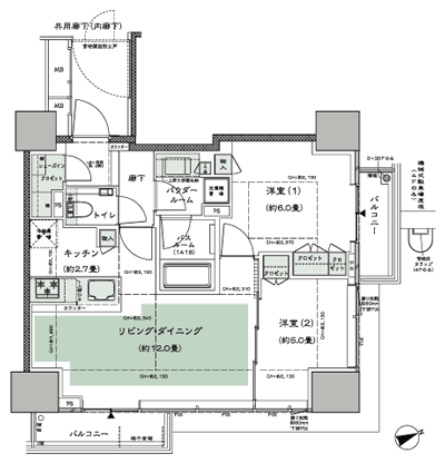 Floor: 2LD ・ K + SIC (shoes closet), the occupied area: 57.09 sq m, Price: TBD