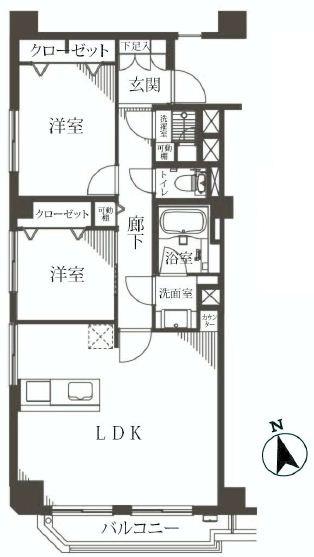 Floor plan. 2LDK, Price 39,800,000 yen, Occupied area 60.23 sq m , Balcony area 4.71 sq m