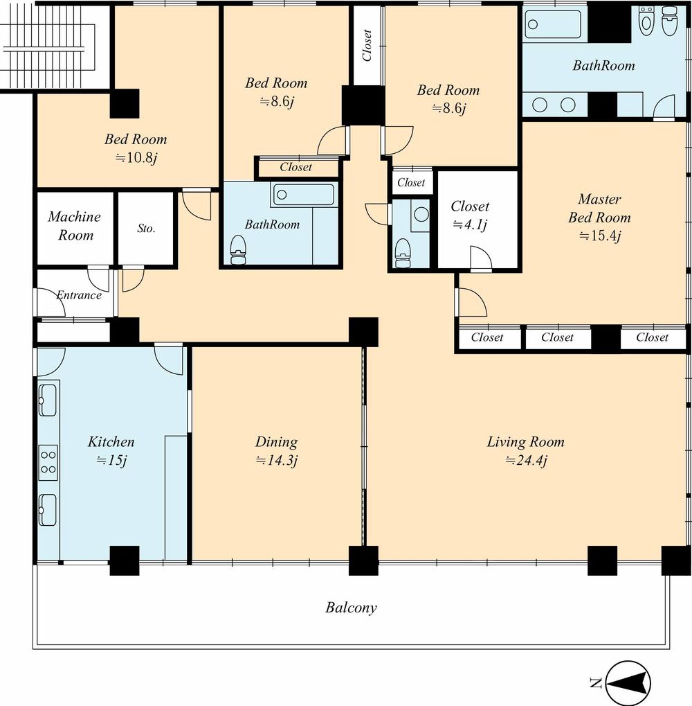Floor plan. 4LDK, Price 195 million yen, Footprint 246.84 sq m , Balcony area 37.88 sq m floor plan