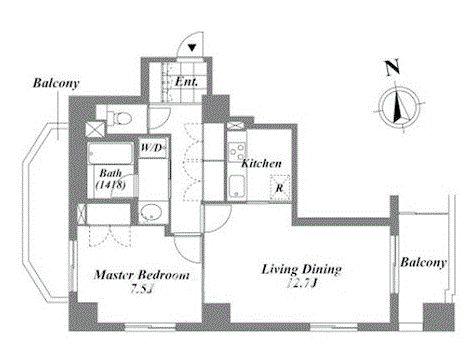 Floor plan. 1LDK, Price 65 million yen, Occupied area 58.12 sq m , Balcony area 10.98 sq m
