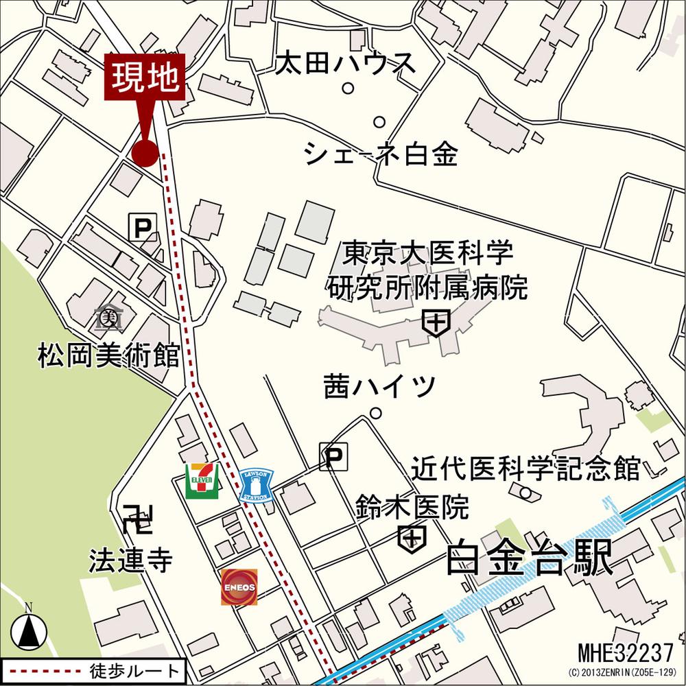 Local guide map. Tokyo Metro Nanboku Line ・ Toei Mita Line "Shiroganedai" Station 8-minute walk