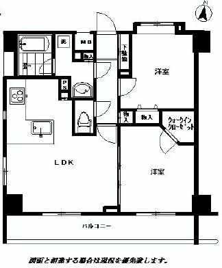 Floor plan. 2LDK, Price 42,600,000 yen, Occupied area 51.43 sq m , Balcony area 9.12 sq m