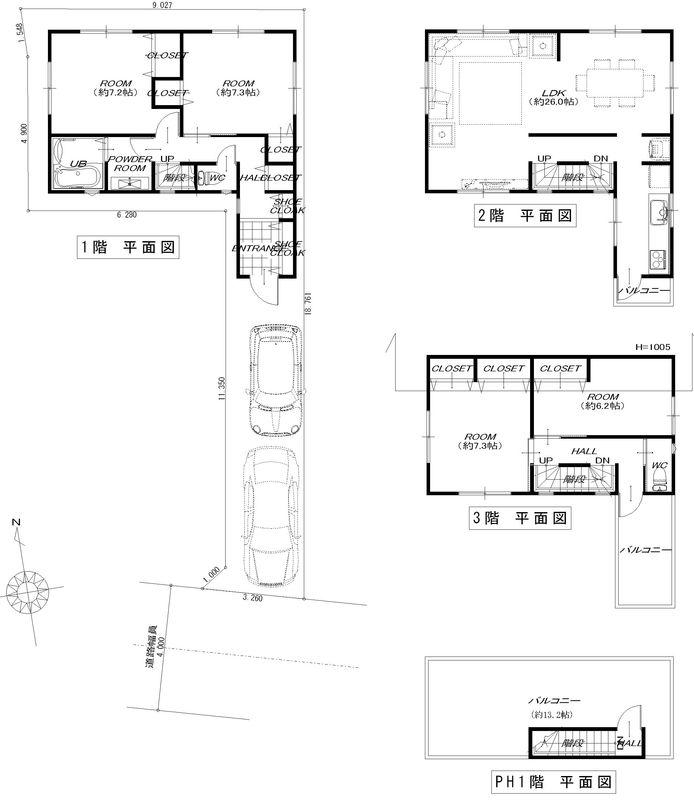 Building plan example (floor plan). 126.45 square meters 24,800,000 yen