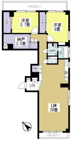 Floor plan. 2LDK + S (storeroom), Price 68 million yen, Footprint 98.4 sq m 2LDK + storeroom