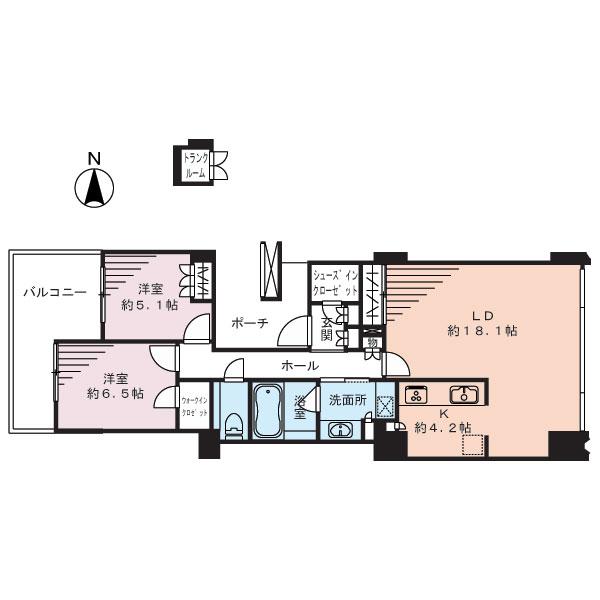 Floor plan. 2LDK, Price 72,800,000 yen, Often occupied area 83.05 sq m ventilation, Odaiba ・ Rainbow Bridge ・ Is a popular east-facing with views of the Tokyo Bay Dahua Fire Festival.