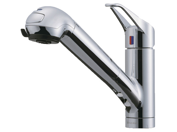Kitchen.  [Single lever mixing faucet] Sophisticated metallic design, Plenty of clean water per minute 4 liters are available with automatic cleaning water purifier. Single lever of easy operation is safe for children because it is operated without a power. (H type such as some type)