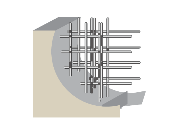 Building structure.  [Double reinforcement] Haisuji in two rows of rebar in the outer wall, called a shear wall. further, The other of the outer wall, It is staggered distribution muscle partnered in a staggered manner.  ※ Conceptual diagram