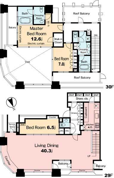 Floor plan. 2LDK, Price 300 million 98 million yen, Footprint 183.36 sq m , Balcony area 15.15 sq m