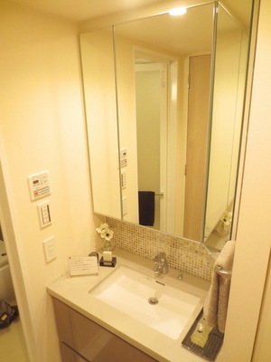 Washroom. Vanity storage space there is a lot in a large mirror (Kosan photo