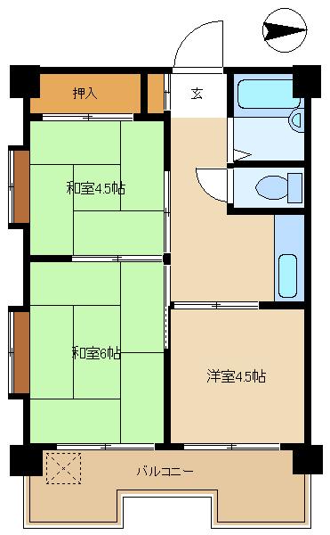 Floor plan. 3K, Price 17.8 million yen, Footprint 35 sq m , Balcony area 6.7 sq m