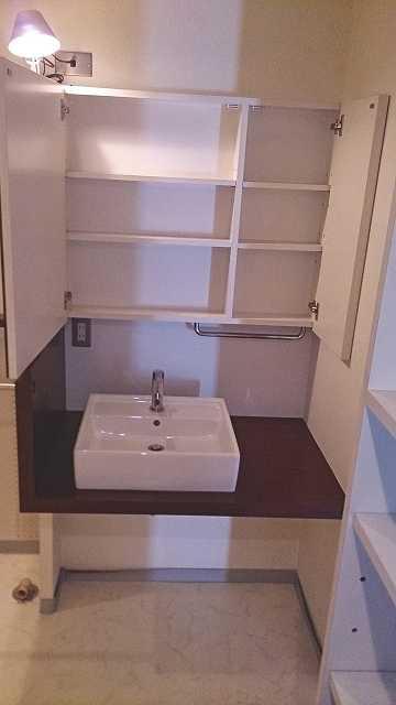 Wash basin, toilet. You can a lot of storage basin corner