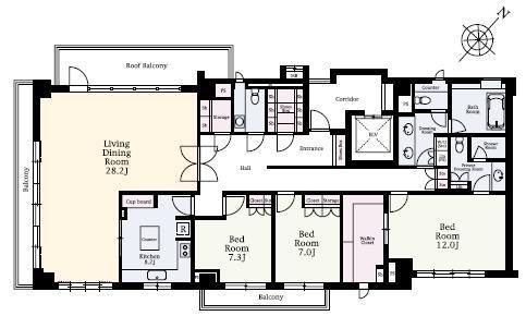 Floor plan. 3LDK, Price 285 million yen, The area occupied 172.8 sq m , Balcony area 13.14 sq m