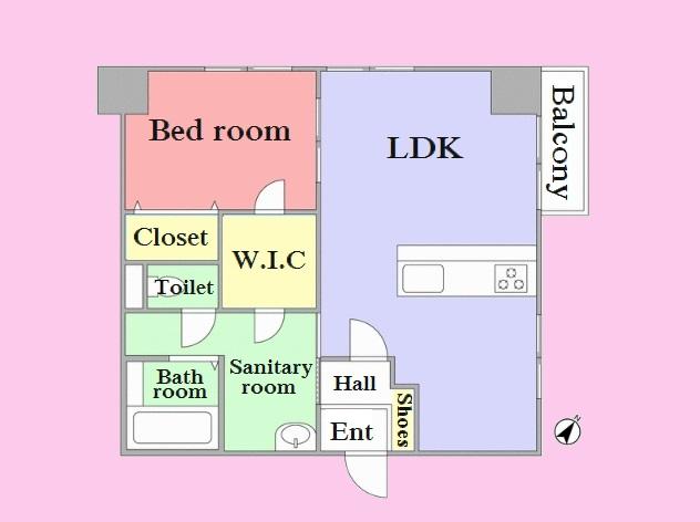 Floor plan. 1LDK, Price 33,800,000 yen, Occupied area 52.49 sq m , Balcony area 3 sq m
