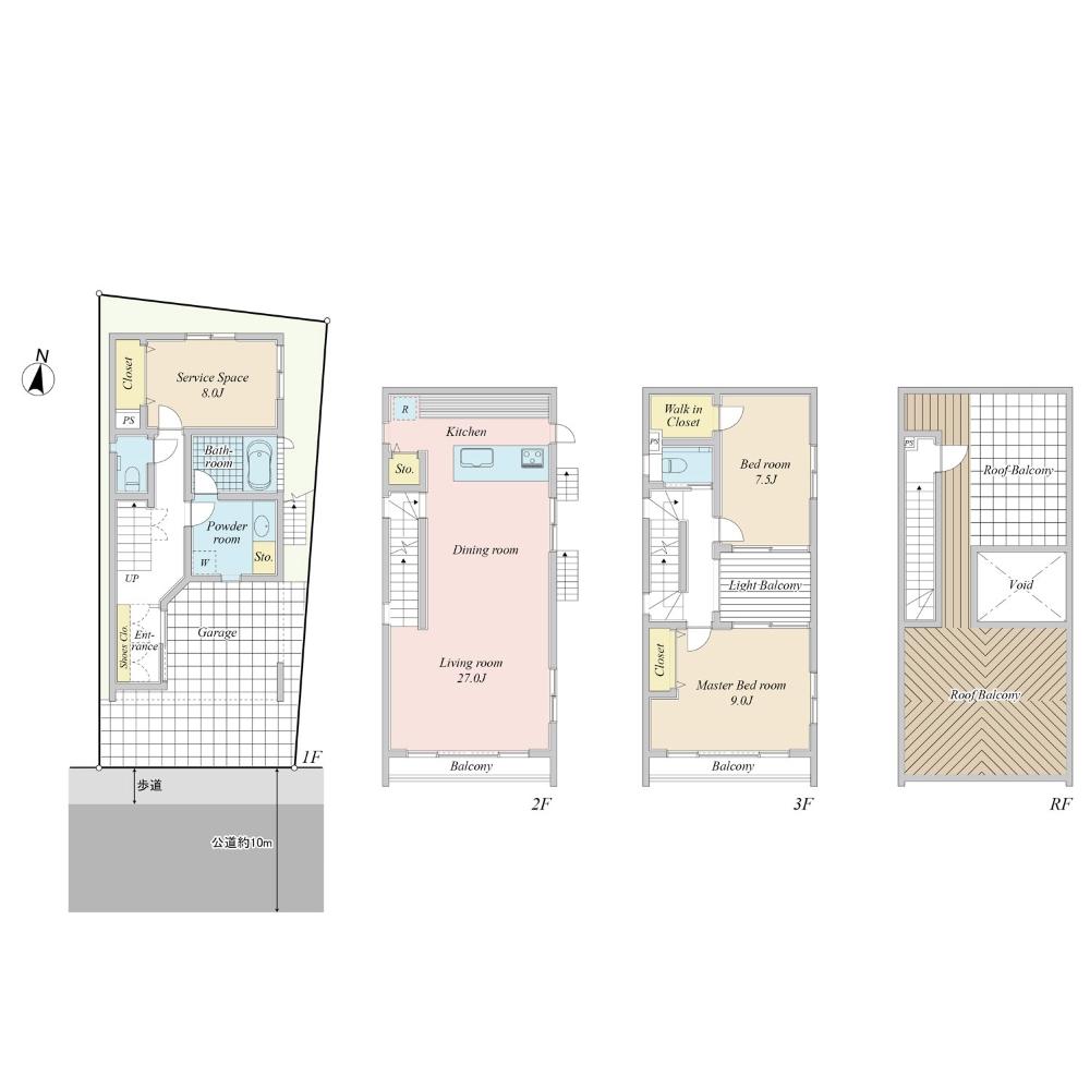Floor plan. 198 million yen, 3LDK, Land area 77.6 sq m , Building area 134.98 sq m