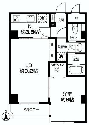 Floor plan. 1LDK, Price 32,900,000 yen, Occupied area 44.07 sq m , Balcony area 3.1 sq m