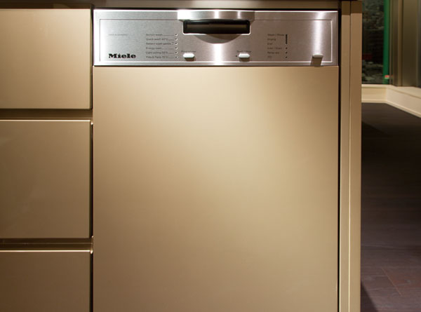 Interior.  [Miele Inc. dishwasher] Since its founding 110 years, Germany has continued to produce a high-quality Home Appliances, Equipped with a Miele Co. dishwasher.