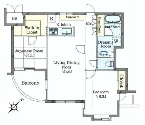 Floor plan. 2LDK, Price 44,980,000 yen, Footprint 55.2 sq m