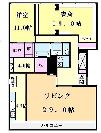 Floor plan. 2LDK, Price 198 million yen, Footprint 180.01 sq m , Balcony area 12.65 sq m