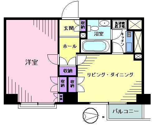 Floor plan. 1LDK, Price 33,800,000 yen, Occupied area 44.46 sq m , Balcony area 3.24 sq m