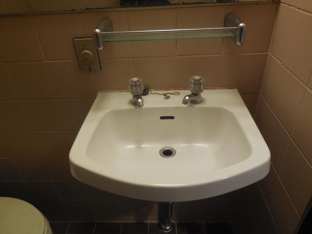 Wash basin, toilet. Wash