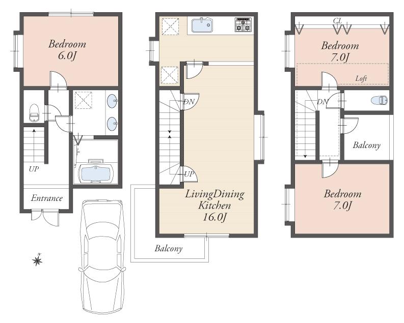 Floor plan. 93 million yen, 3LDK, Land area 54.82 sq m , Building area 84.45 sq m floor plan