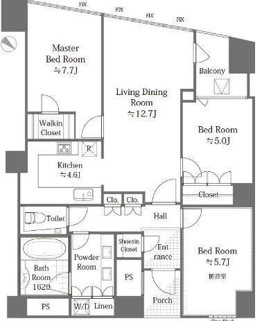 Floor plan. 3LDK, Price 83,800,000 yen, Occupied area 84.71 sq m , Balcony area 4.2 sq m