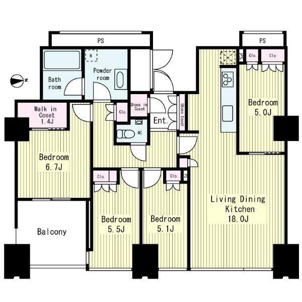 Floor plan. 4LDK, Price 97,800,000 yen, Occupied area 93.76 sq m , As a balcony area 5.98 sq m 4LDK, It is able to use your floor plan as well as 3LDK of spread.